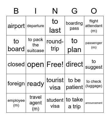 Realidades 2: Chapter 8A Bingo Card