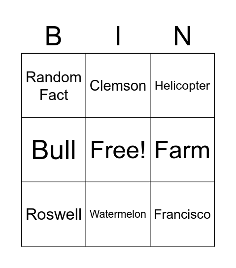 Untitled Bingo Card