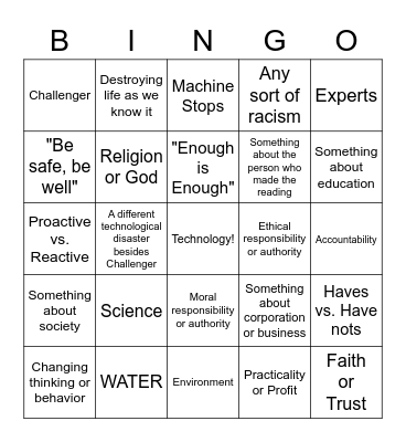 Prof. Best Bingo Card