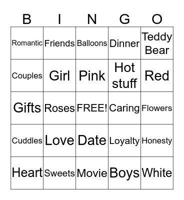 Valentine  Day  Bingo Card