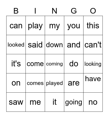 First Grade Sight Words Bingo Card
