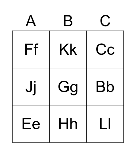Alphabet Bingo Card