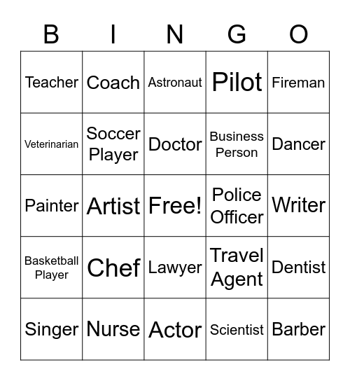 Career Bingo Card