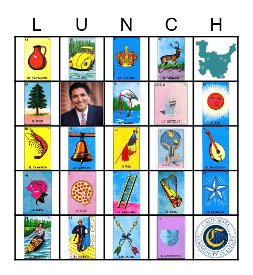 YCCD Lunchtime Loteria Bingo Card