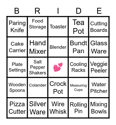 Bridal Shower BINGO Card