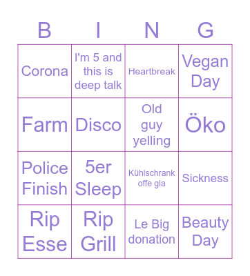 Grills Bingo Card