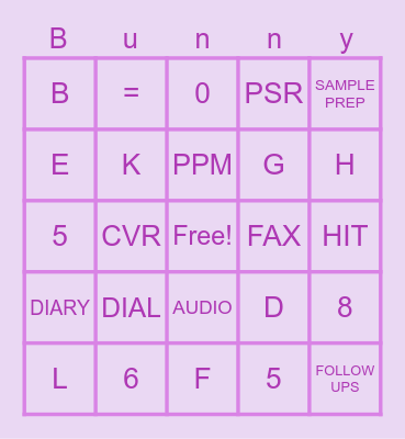 PRE EASTER GAME Bingo Card