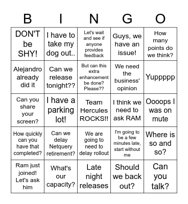 TeamHerc Bingo Card