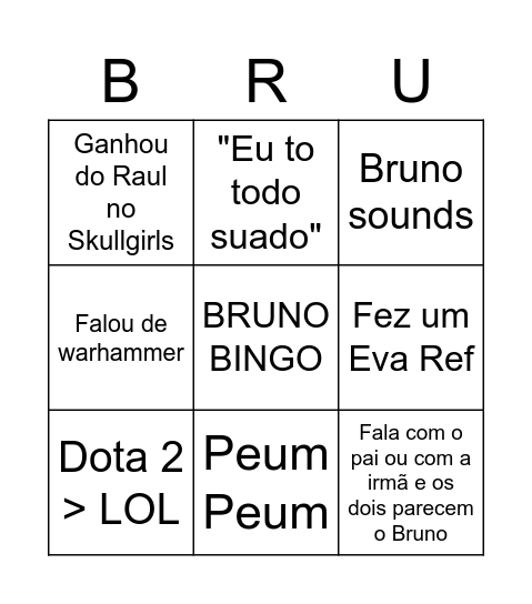 BRUNO BINGO Card