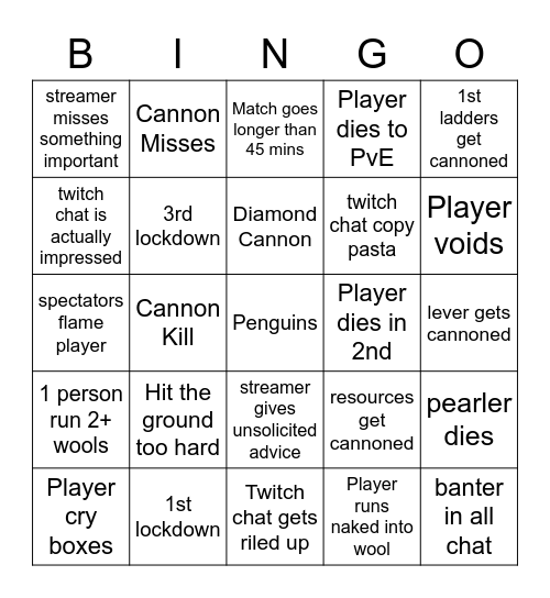 Rain Eater Bingo Card