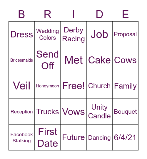 Get To Know The Cow Girl Bingo Card