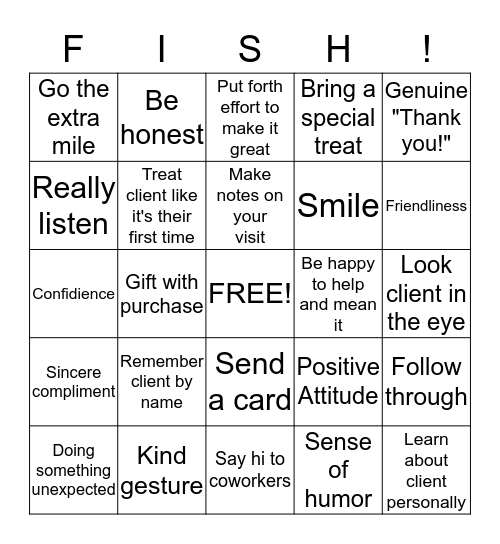 Fish! A Remarkable Way to Boost Morale and Improve Results Bingo Card