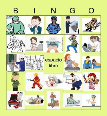 Ch 16, Profesiones Bingo Card