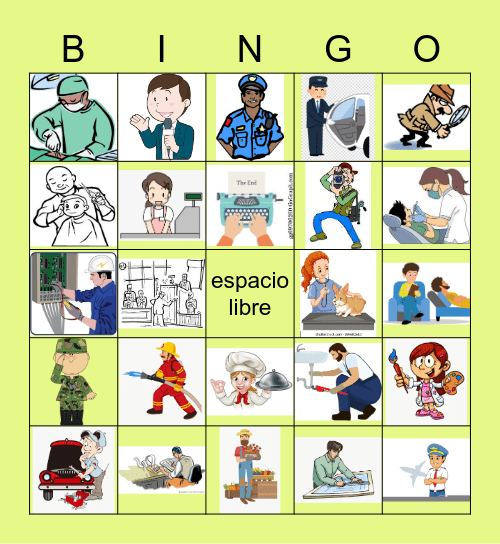 Ch 16, Profesiones Bingo Card