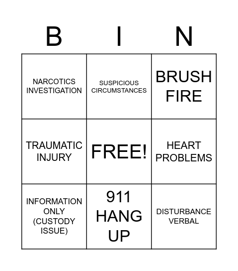 DISPATCH BINGO Card