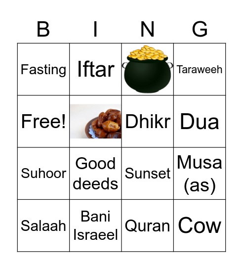 Surah Al-Baqarah, The Cow Bingo Card