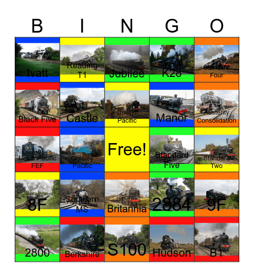 Large and Small Steam Locomotives Bingo Card