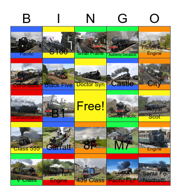 Big and Small Steam Locomotives Bingo Card