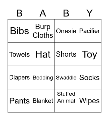 Baby Bingo Card