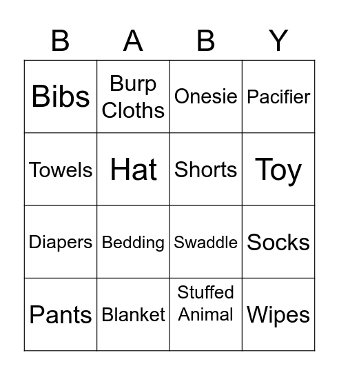 Baby Bingo Card