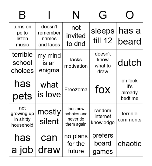 Gray Bingo Card