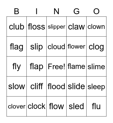 Beginning Blend Bingo Card