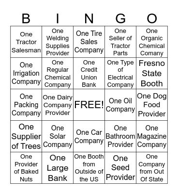 Tulare Farm Show Bingo Card