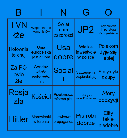 Wiadomości propagandowe TVP Bingo Card