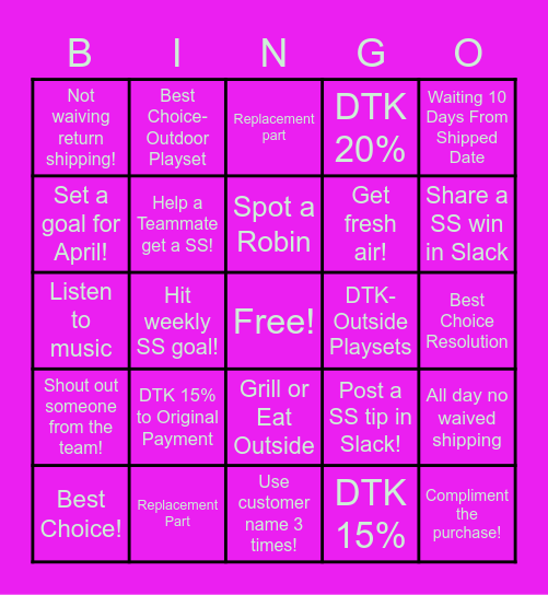 BINGO Week 2 Bingo Card
