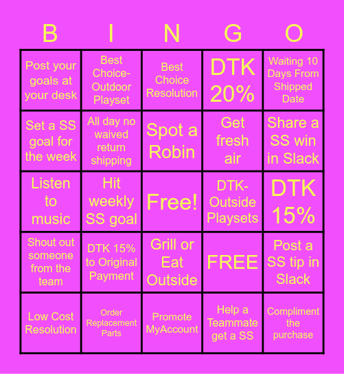 SS BINGO Week 2- Diagonal Bingo Card