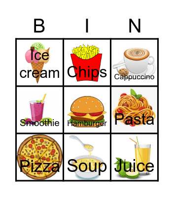 Food and drink Bingo Card