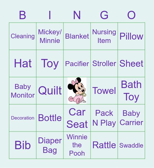 Baby Shower Bingo! Bingo Card