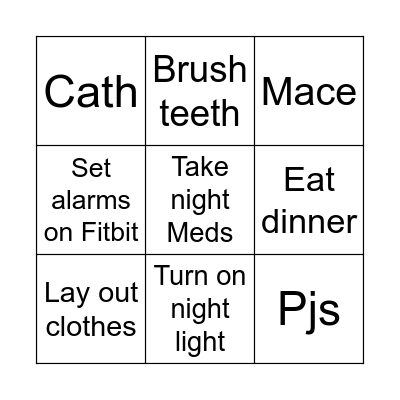 Good night Bingo Card