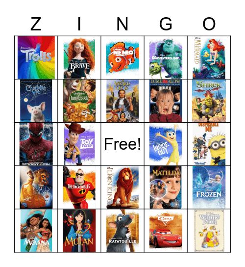 Movies 1 Bingo Card