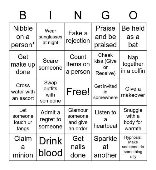 VAMPIRE - 1 Bingo Card