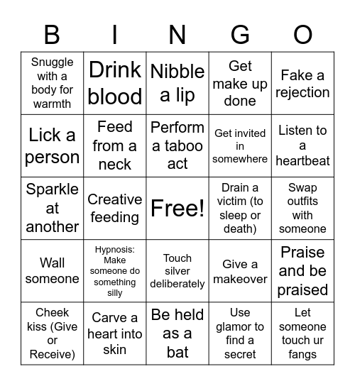 Vampire-2 Bingo Card
