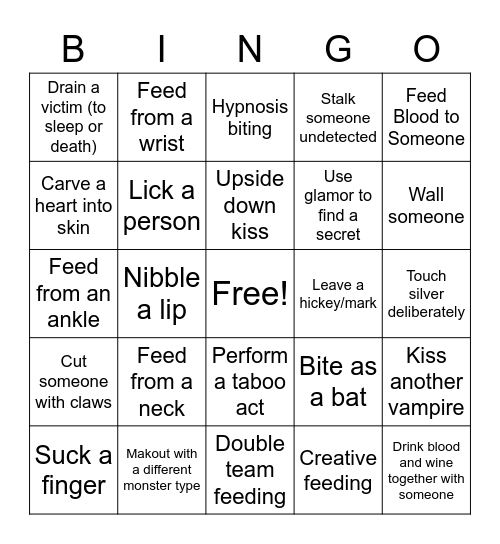 Vampire-2 Bingo Card