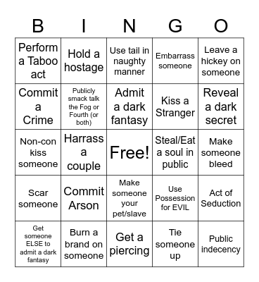 DEMON-2 Bingo Card
