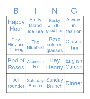 BLUEBIRD LONDON Bingo Card