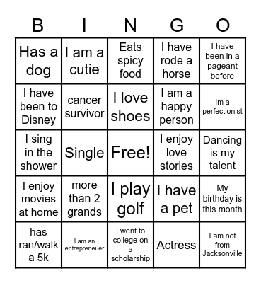 Get to Know You Bingo Card