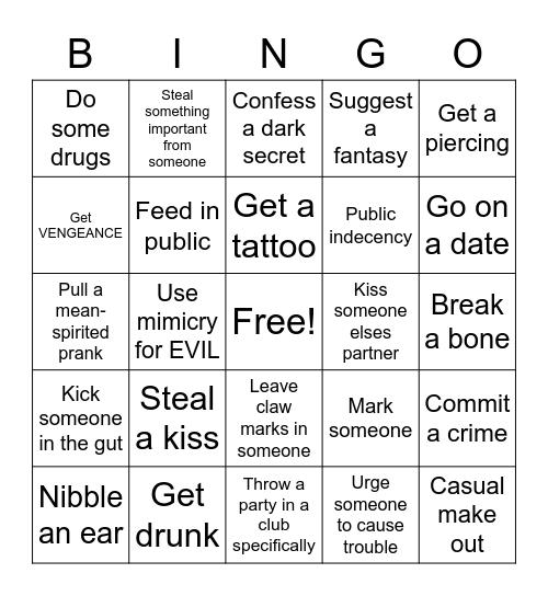 POOKA-2 Bingo Card