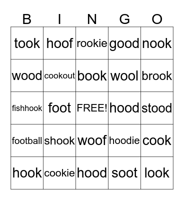 Short oo sound! Bingo Card