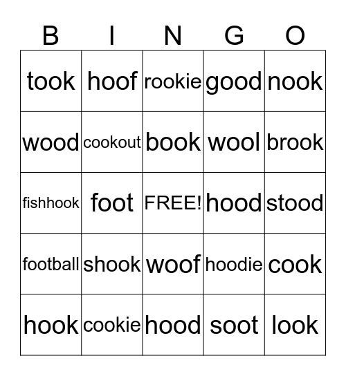 Short oo sound! Bingo Card