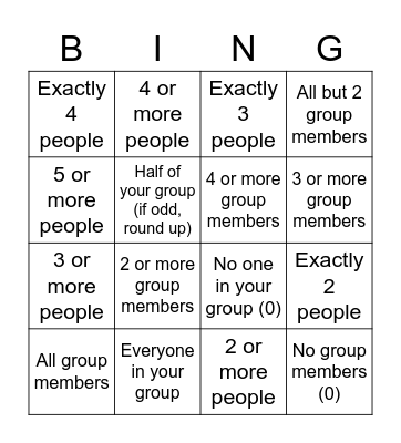 Group Bingo Card