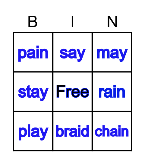 vowel teams ai & ay Bingo Card