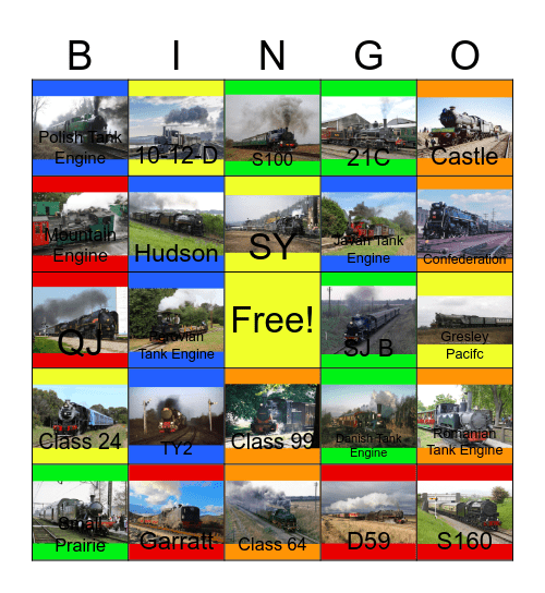 International Steam Locomotives around the World Bingo Card