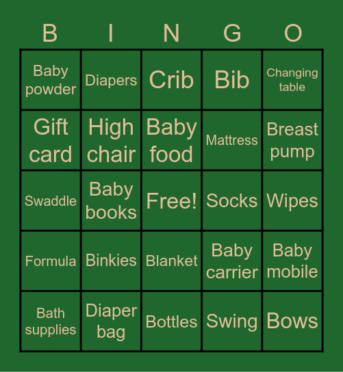Baby bingo Card