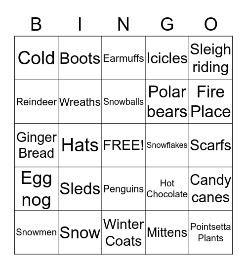 WINTER FUN Bingo Card