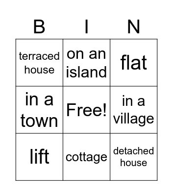 HOUSES Bingo Card