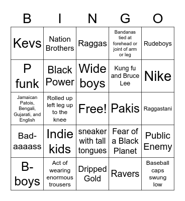 White Teeth Bingo Card